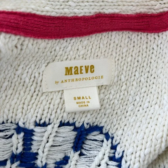 Anthropologie Maeve White Sweater with Blue Accents - Picture 6 of 6